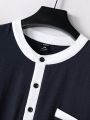Extended Sizes Men's Plus Size Button Front Half Placket Shirt