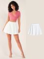 SHEIN BASICS Women'S Solid Color Casual Skirt