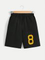 SHEIN Tween Boys Alphabet And Number Graphic Short Sleeve T-Shirt And Shorts Tracksuit Two-Piece Set