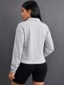 Daily&Casual Half Zip Drop Shoulder Sports Sweatshirt