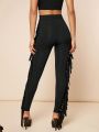 Asavvy Ladder Cut Out Fringe Skinny Pants