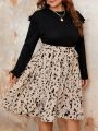 SHEIN Frenchy Plus Size Flounce Hem Belted Dress