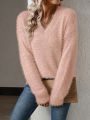 SHEIN Essnce Women's Plush Knit Oversized Sweater