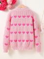 Girls' Heart Pattern Pullover Sweater