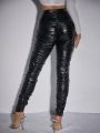 SHEIN Unity Pleated Pu Leather Leggings