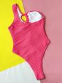 SHEIN Swim BAE Cut Out One Shoulder One Piece Swimsuit