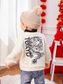 SHEIN Baby Boys' Round Neck Long Sleeve Sweatshirt With Dragon Pattern