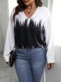 Plus Size Women's Color Block Long Sleeve Shirt