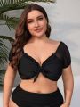 SHEIN Swim Chicsea Plus Size Women's Knotted Swimwear Top