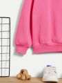 Girls' Fluffy Patterned Long Sleeve Round Neck Sweatshirt, Suitable For Autumn And Winter