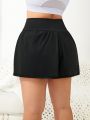 SHEIN Golf Casual Plus Size Solid Color Pleated Waist Sports Skort