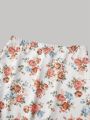 SHEIN MOD Women'S Floral Print Elastic Waist Belted Skirt