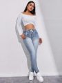 Women's Drawstring Waist Slim Fit Jeans