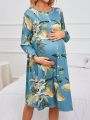 Maternity Floral Printed Long Sleeve Nightdress