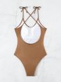 SHEIN Swim SXY One-piece Swimsuit With Solid Color Design And Strap Detail