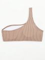 SHEIN Swim Basics One Shoulder Textured Bikini Top