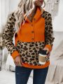 Women's Leopard Print Raglan Sleeve Hooded Sweatshirt