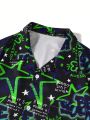 Nechines Men'S Short Sleeve Shirt With Star & Heart Elements