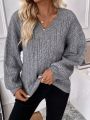 SHEIN Essnce Cable Knit Drop Shoulder Sweater