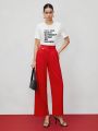 SHEIN BIZwear Women's Solid Color Wide Leg Pants