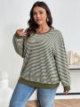 Ladies' Dropped Shoulder Sweatshirt With Wavy Stripes