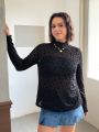 SHEIN Qutie Plus Size Women'S Star Print Mesh Sheer Top With Unique Design