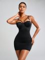 Ladies' Solid Color Steel Boned Bodysuit Dress With Adjustable Straps