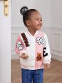SHEIN Baby Girl Casual Cute Bear Zhangzai Color Matching Baseball Uniform Jacket