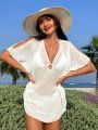 SHEIN Swim Chicsea Ladies' Solid Color Hollow Out Cover Up