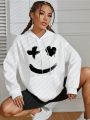 Cartoon Printed Kangaroo Pocket Fleece Lined Hoodie For Fall/Winter