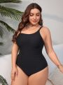 SHEIN Swim Basics Plus Size Women's One-Piece Cami Swimsuit