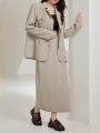 SHEIN Mulvari Solid Color Arch Imitation Pockets Suit