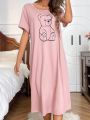 Bear Printed T-Shirt Nightdress