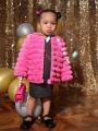 SHEIN Baby Girl Solid Open Front Fuzzy Coat