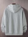 Men's Plus Size Letter Print Fleece Lined Hoodie With Kangaroo Pocket For Winter