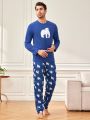 Men'S Polar Bear Pattern Long Sleeve Pajama Set