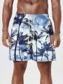 Men'S Tree Print Drawstring Beach Shorts