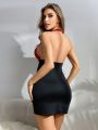 Women's Color Block Hollow Out Bodycon Stage Dress