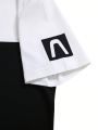 Men's Color Block Letter & Chinese Character Printed T-Shirt