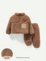 Cozy Cub Baby Boy Half Zip Teddy Sweatshirt & Pants