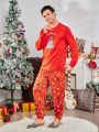 Men Christmas & Cartoon Graphic Loungewear Top