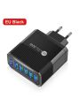 1pc Black Korean Standard Plug 30w Usb Charger With Quick Charge 3.0 And 6 Usb Ports, Fast Wall Charger Compatible With Iphone, Xiaomi, Samsung, And Other Multi-port Mobile Phones