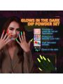 Saviland Dip Powder Colors -12 Glow in the Dark Dip Powder Starter Kit Neon Fluorescent Effect Nail Art Powder Dipping Powder Set for French Manicure Home DIY Gift Set