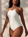 SHEIN Swim Basics Women'S One Piece Swimwear With Shoulder Straps