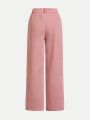 SHEIN Kids HYPEME Teenage Girls' Casual Wide Leg Woven Solid Color Loose Pants For Street Style