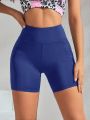 SHEIN Wide Waistband Sports Shorts With Phone Pocket