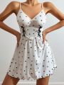 Heart Print Bowknot Decorated Cami Sleep Dress