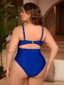 Women's Plus Size Ruffled Edges & Beaded Decoration One Piece Swimsuit