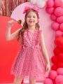 SHEIN Kids CHARMNG Toddler Girls' New Summer Sleeveless Dress Lovely Princess Dress With Heart Pattern