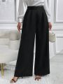 SHEIN Privé High Waist Plicated Detail Wide Leg Pants